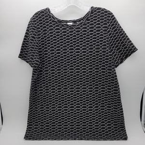 East 5th Short Sleeve Black and White Blouse Size‎ L